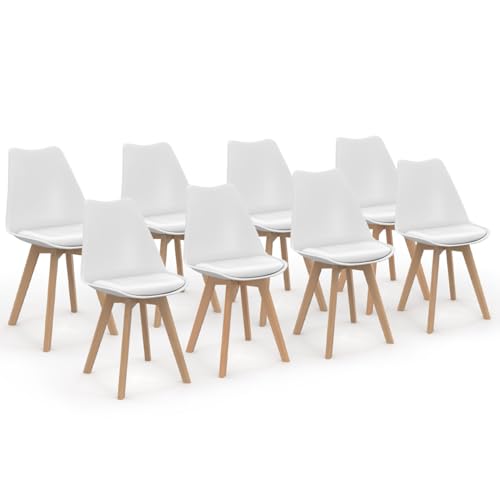 IDMarket - Lot de 8 chaises scandinaves SARA Blanches pour Salle à Manger