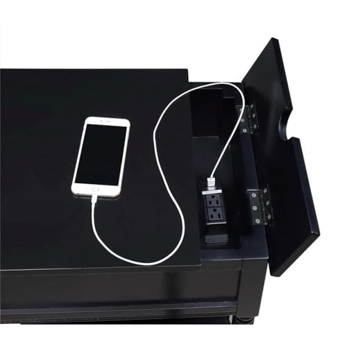 Pemberly Row PR-4753-2001173 Square End Table With Charging Station In Black Wood Finish thumb #8