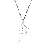 Amaxer Collar de gimnasia para niñas, de acero inoxidable, joyería de gimnasia, regalo para gimnasia, collar con colgante para mujeres y niñas, L50, Acero inoxidable