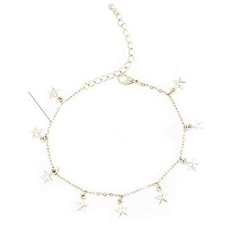 HENGSONG Boho Chain Anklet Beach Charm Anklet Ankle Bracelet Plated Silver Five Star 1