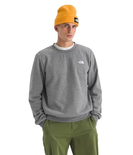The North Face Men's Evolution Simple Dome Crew | Ribbed Collar & Hem, Classic Logo, TNF Mid Grey Heather, Large