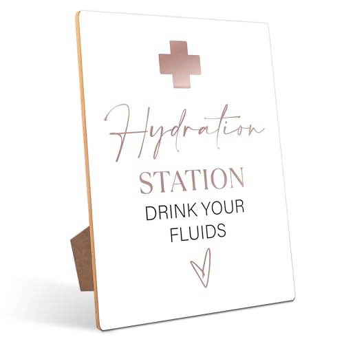 Graduation Hydration Station Bar Sign - Ornaments for Nurse Doctor Retirement Party, Graduation Centerpieces for Tables 2026, 8×11 Wooden Sign with Stand