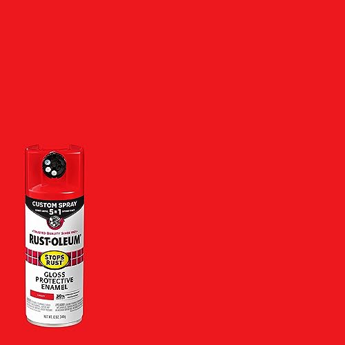 Image of Rust-Oleum Stops Rust Custom 5-in-1 Spray Paint, Gloss Cherry | Rust Preventive Enamel, Multi Surface (Metal, Wood and More), Adjustable Dial for Better Control, Fast Dry, Comfort Tip