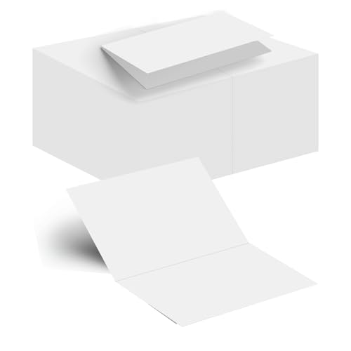 eggigi 50Pcs White Folding Tent Cards, 4x6 Inch Folded Blank Note Card- DIY Blank White Cards for Wedding Invitations, Name Card, Place Card, Greeting Card and All Occasions