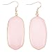 Top Plaza Womens Fashion Natural Gemstone Oval Rhombus Ear Hook Water Drop Ear Pendant Dangle Earring(Oval Rose Quartz)