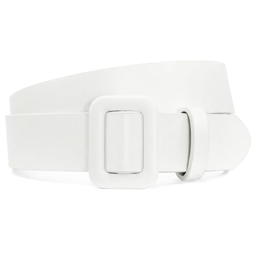 WHIPPY Women Leather Belt Candy Color Ladies Fashion Waist Belt for Jeans Pants Dresses White S