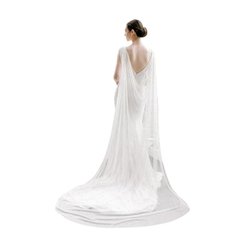 Pearl Wedding Capes Womens Soft Tulle Bridal Scarf Evening Shawl Wedding Wraps