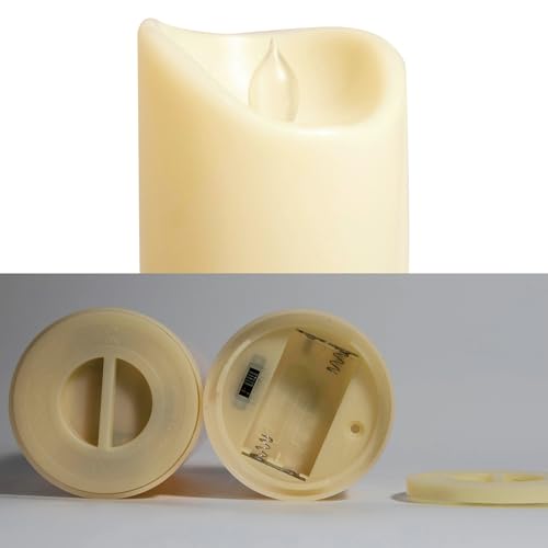 Image of CANDLE CHOICE Outdoor Battery Operated Flameless Candles with Remote Timer Waterproof Flickering Plastic Electric LED Pillar Lights for Lantern Patio Garden Wedding Party Decorations 3x6 Inches 2 Pack