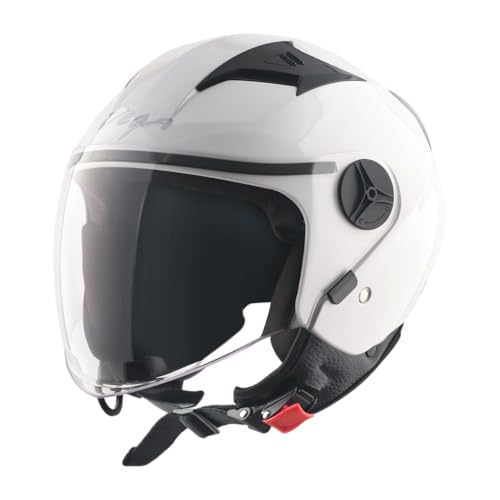 Image of Vega VO-05 Clark ISI Certified Open Face Motorcycle Helmet with High-Impact ABS Shell, Scratch-Resistant Visor, Comfortable Breathable Inner Padding & Secure Strap - White - L