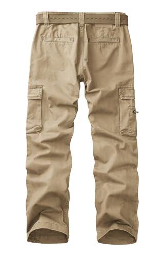 Cargo Pants for Men Relaxed Fit Work Pants Breathable Casual Pants with 8 Pockets No Belt2