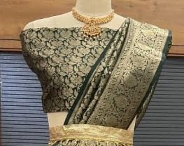 Image of ZITON Women's Indian Traditional Kanjivaram Silk Pure Weaving Lehenga Choli Along With Dupatta And Blouse Piece, Half Saree (Unstitched)