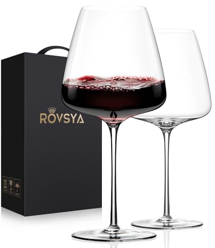 OJA Red Wine Glasses Set of 2, Large Burgundy Glasses 23 OZ, Hand Blown Crystal Glass Light, Clear, Best for Wine tasting, Birthday, Christmas, Anniversary, Father's Day