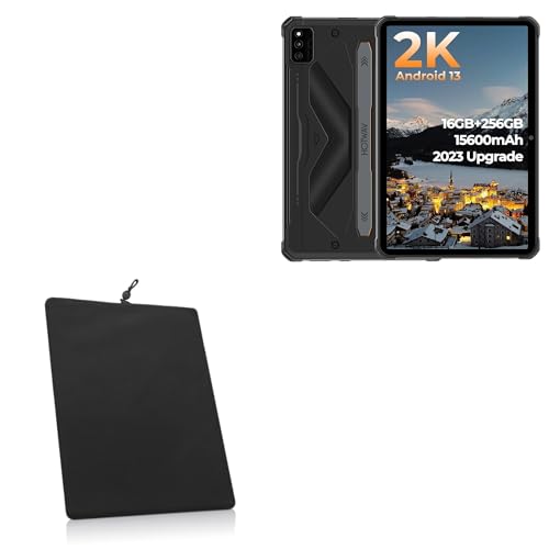 BoxWave Case Compatible with Hotwav R6 Ultra 2023 (10.4 in) - Velvet Pouch, Soft Velour Fabric Bag Sleeve with Drawstring - Jet Black