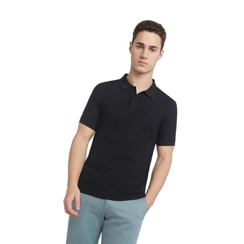 Image of Parx Men Regular Fit Solid Pattern Cotton Polyester Blend Half Sleeve Polo Neck Casual T-Shirt