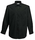 Fruit of the Loom – Langärmeliges Popeline-Hemd für Männer XXXL schwarz/schwarz