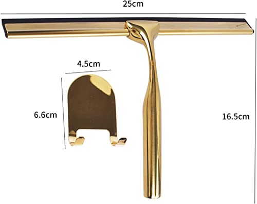 Duschabzieher Edelstahl Glas Fensterabzieher Antirutsch Klingengriff für Badezimmer Tür Spiegel Auto mit Haken Wischerreiniger Gold