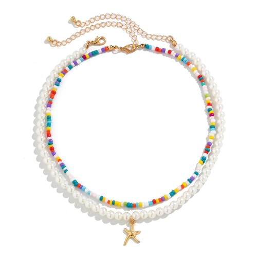 Collar de estrella de mar retro para looks de playa y festivales de verano juego de 2