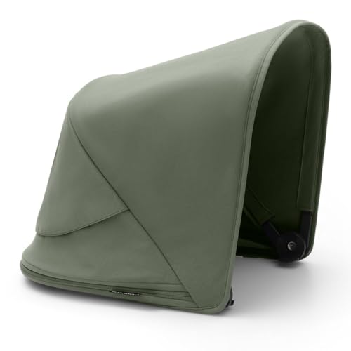 Image of Bugaboo Fox/Kangaroo Sun Canopy – Extendable UPF 50+ Sun Canopy with Peek-a-Boo Window – Water-Repellent Fabric, Easy to Attach, Compatible with Bugaboo Fox and Kangaroo Strollers - Forest Green