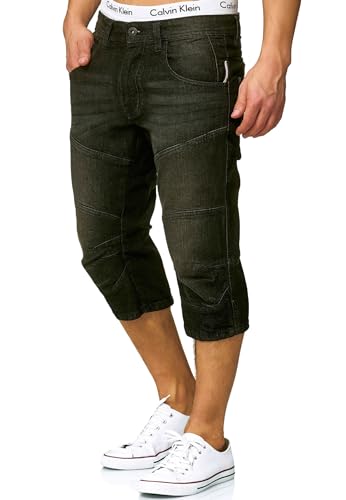 Indicode Herren Fortune 3/4 Jeans Shorts aus 98% Baumwolle | Bermuda Denim Freizeithose für Männer Black, S