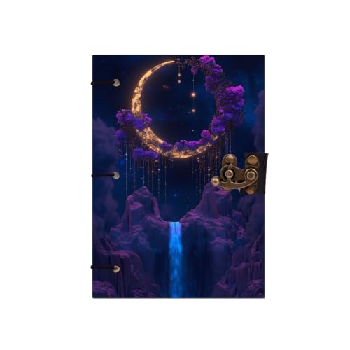 Image of Moon Waterfall Diary Notebook 7x5 Inch 160 Pages Unruled Journal for Writing