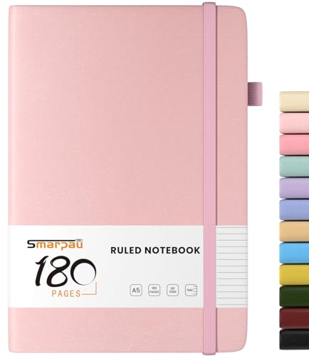 Smarpau Notizbuch A5, Hardcover Liniert Journal mit 180 Seiten 80gsm dickes Papier, Leder Tagebuch, Journal Notizblock für Frauen und Männer für Schule, Arbeit, Zeichnen, 14.5 x 21cm - Rosa Smarpau Notizbuch A5, Hardcover Liniert Journal mit 180 Seiten 80gsm dickes Papier, Leder Tagebuch, Journal Notizblock für Frauen und Männer für Schule, Arbeit, Zeichnen, 14.5 x 21cm - Rosa