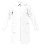 siggi Grembiule Scuola Linea Happy School - Elementare Bambina Colore Bianco Senza Ricamo Personalizzabile Abbottonatura Centrale con Zip, Colletto Bianco.