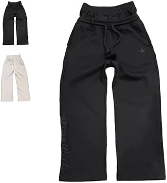 Double Waisted Sweatpants Men, Baggy Embroidery Drawstrin Pants
