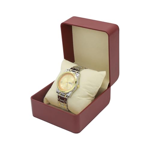 AfitLulu - AfitLulu Watch Display Case, PU Leather Single Watch Case with Removable Cushion for Women and Men, Watch Box Portable Watch Storage Box for Smart Watches, Bracelets, Wristwatches (Brown)