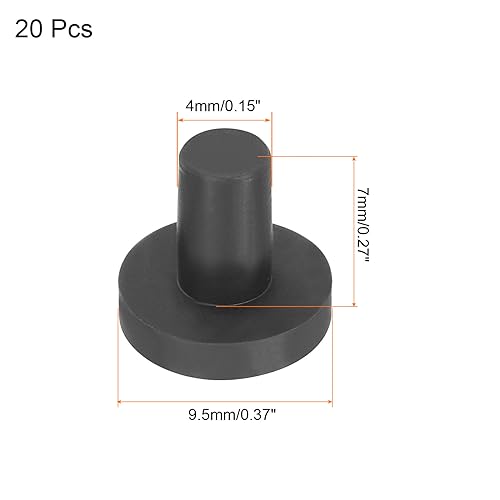 Image of uxcell High Temp Silicone Plug Mount Dia 4mm /0.15 inch T Shaped Solid Rubber Stopper Hole Plugs for Powder Coating Plating Waterproof Plugs Sealing Plugs Black Pack of 20(OD 9.5mm)