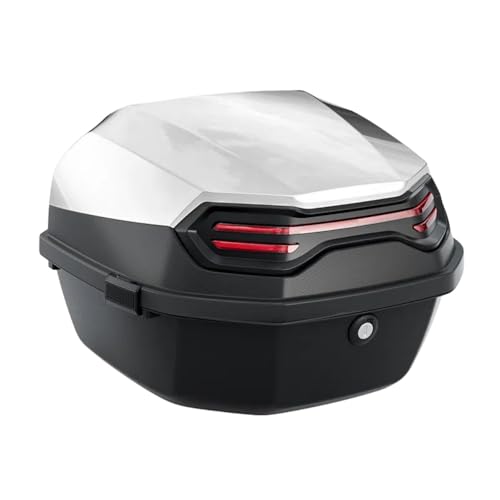 Aoasious バイク リアボックス 35L トップケース 大容量 着脱可能 フルフェイス収納 ヘルメットボックス 原付・スクーター用 通勤通学 ツーリング マットブラック シングルトランク (35L シングルトランク,シルバーホワイト)