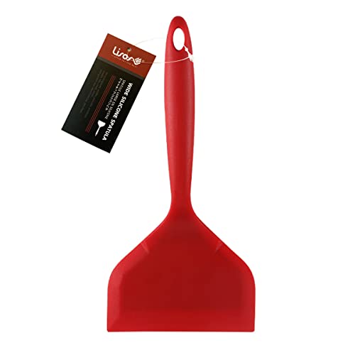 Silicone Tamagoyaki Spatula - Wide, Nonstick, Heat-Resistant for Egg, Fish, Burgers, Steak, Pizza - Red
