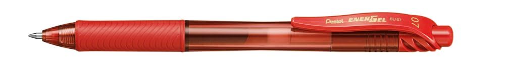 Pentel EnerGel X Retractable Rollerball, 0.7mm Tip, Red ink (One Pen)
