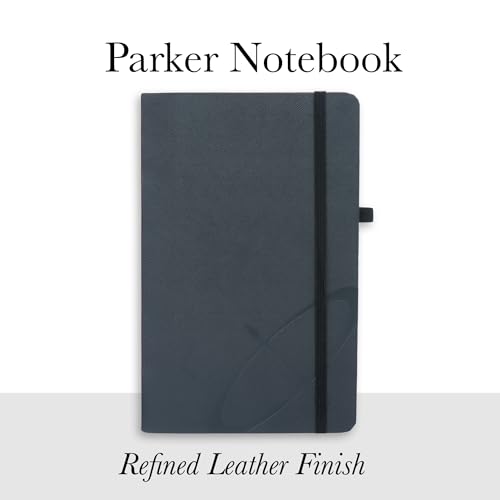 Image of Parker Premium Hardbound Notebook, Grey, Leather Finish, 174 Ruled Pages, 80 GSM Ivory Paper - Ideal for Office, Professional & Personal Use