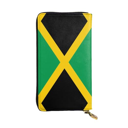Flag of Jamaica Leather Long Wallet, 12 Credit Card Slots, 3 Cash Slots, Coin Compartment, Unisex