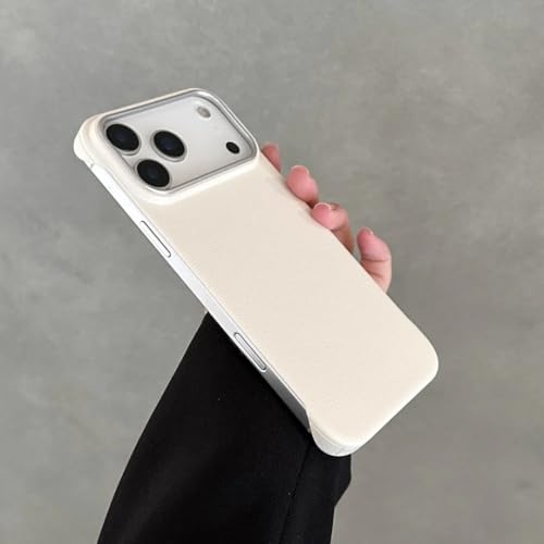 Étui iPhone 17 Pro Max anti-empreinte coque cuir blanc