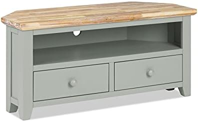 Florence TV unit with shelf and 2 drawers. SAGE GREEN TV stand with cable access. Large tv ...