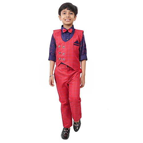 Image of Stylish 3-Piece Waistcoat, Shirt, Trouser and Bow-Tie Suit Set VC003