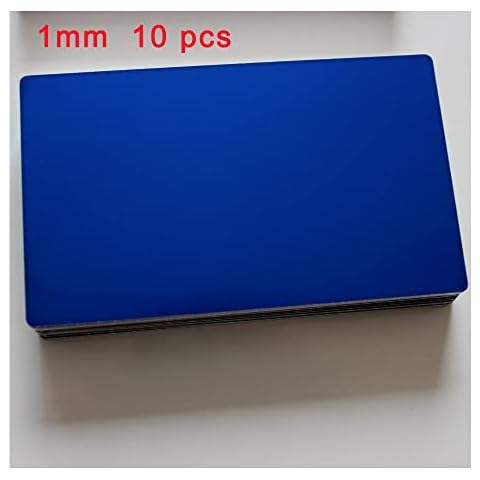 10Pcs Blank Metal Business Card 1mm Thickness Anodized Aluminum Plate For DIY Laser Printing (Color : Blue, Size : 100X60X1mm) Cover