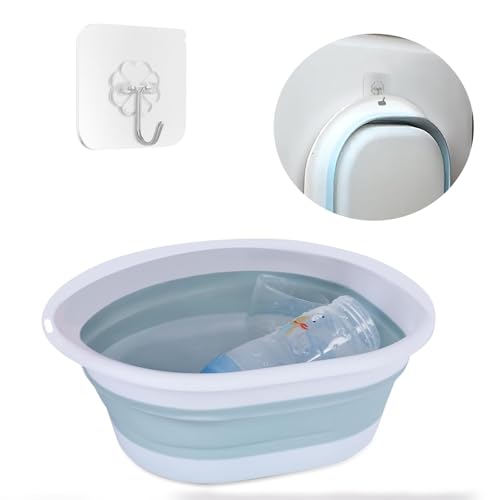 Image of Baby Bottle Wash Basin, Bottle Washing Basin - Collapsible Wash Basin for Baby Bottles, Reusable Sink Basket for Baby Bottle Cleaning, Portable Bottle Tub for Home and Travel (with Hook)