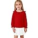 Magic Park 12M-14Y Toddler Girl Long Sleeve Blouse Girls Ruffle T-Shirt Solid Color Tee Casual Tops Holiday Winter Shirts (3 Years, Long Red)