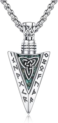 Hagkew Viking Arrowhead Necklace for Men 925 Sterling Silver Celtic Knot Arrow Necklace for Men Arrow Pendant Viking Jewelry Gifts for Men Women