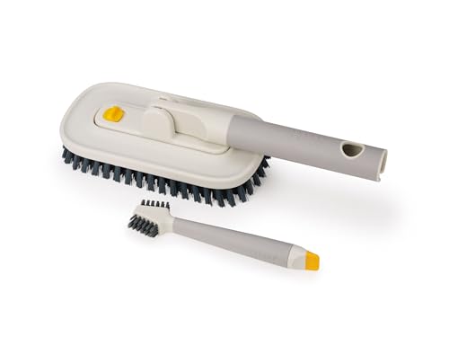 Joseph Joseph CleanTech Household Cleaning 2-Piece Set for Bathroom & Kitchen, Includes: 2-in-1 Tile Scrubber with Grout Brush and 3-in-1 Detail Brush with Nylon Scraper Tip