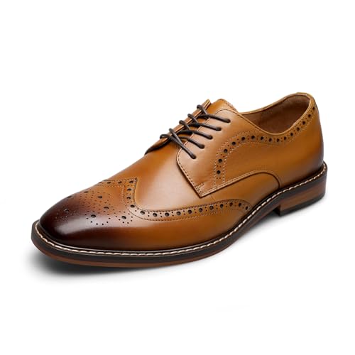 Image of DESAI Men's Classic Brogue Oxfords, Lace-Up Formal Dress Shoes for Business