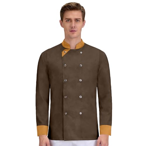 Chef Coat Long Sleeve Chef Jackets for Men Lightweight Unisex Long Sleeve Outfit with Pocket for Lab Cooking Bakery