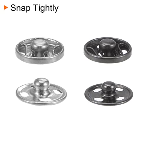 Harfington Sew-On Snap Buttons, 20 Sets 8.5Mm 1/3 Inch & 20 Sets 12Mm 1/2 Inch Metal Snap Fasteners Press Studs Buttons For Sewing Clothing Diy, Silvery Black #TOP4