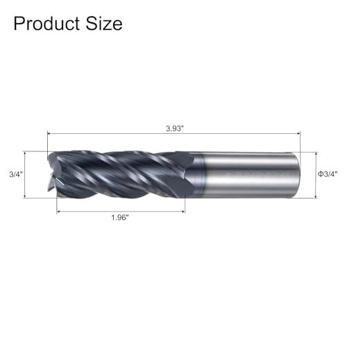 Image of uxcell 2pcs End Mill 3 /4 inch x 1.96 inch 4 Flutes Spiral Helical Groove Tungsten Steel Straight Shank CNC Milling Bits for Aluminum Steel Cutting Metalworking