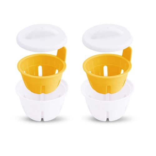 CLOVE Pocheuses à œufs Micro-ondes, Moule à œufs Sans-BPA, Chaudière à œufs, Cuiseur à Vapeur Micro-ondes à œufs, Double Tasse en Polypropylène avec...