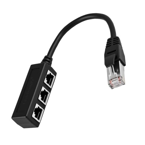 Ethernet Splitter 1 Macho a 3 Hembras, Conector de Red Triple, Duplicador RJ45, Adaptador de Conector RJ45 Compatible con Cat5/5e/6/7, Ideal para Router, TV, ADSL, WiFi, Switch, Oficina y Hogar