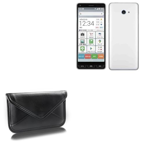 BoxWave Case Compatible with Kyocera Katan Sumaho - Elite Leather Messenger Pouch, Synthetic Leather Cover Case Envelope Design - Jet Black