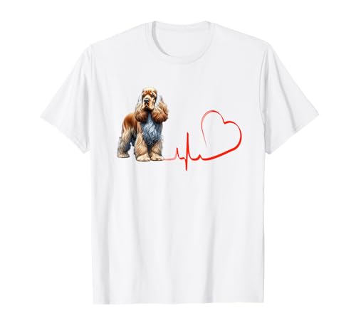 Inglés Cocker Spaniel Heartbeat EKG Divertido Dueño y Amante del Perro Camiseta